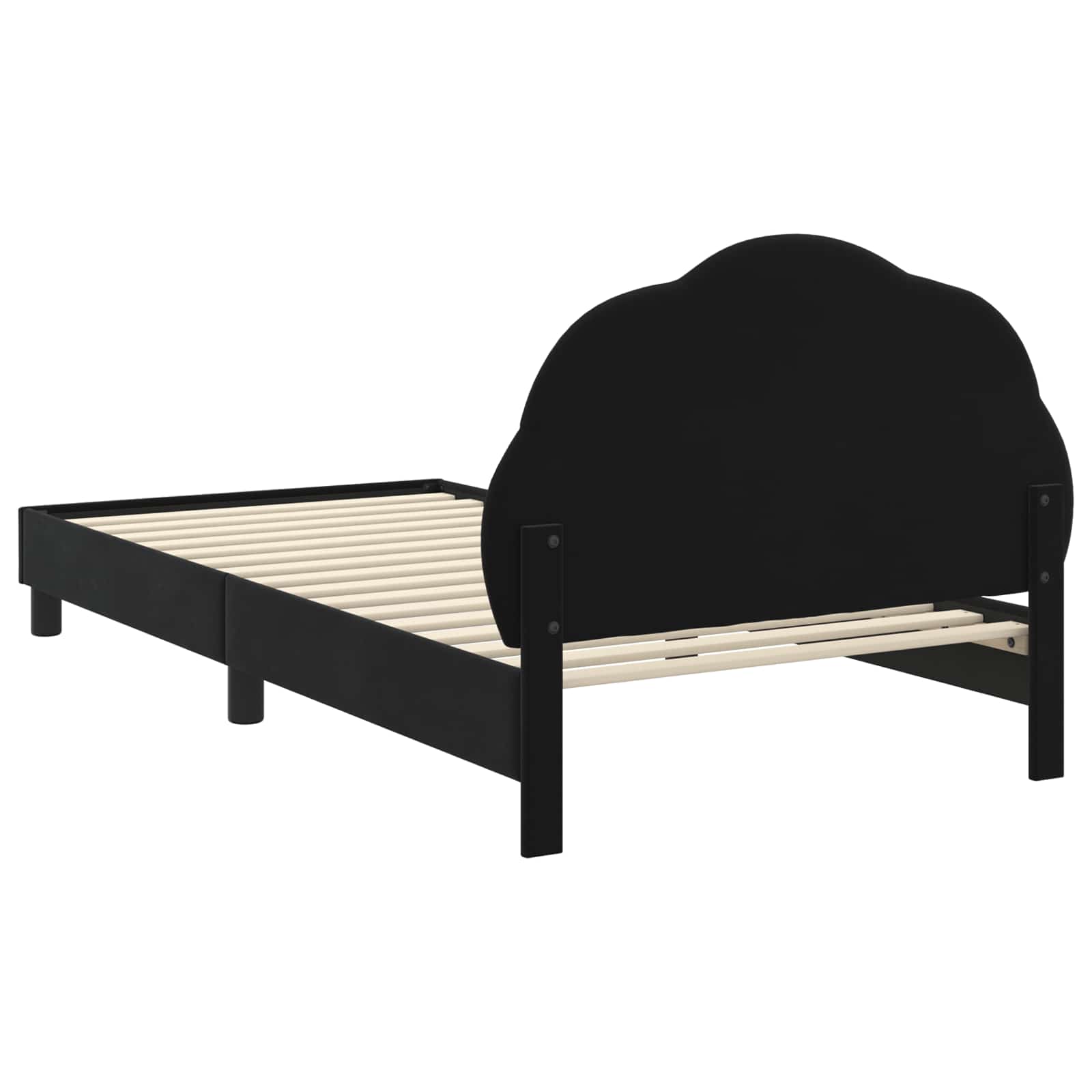 Krevet za djecu s uzglavljem Crna 90 x 200 cm Baršun