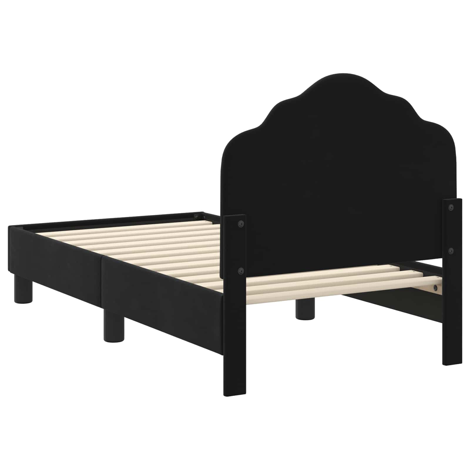 Okvir kreveta za malu djecu s naslonom Crna 70 x 140 cm Baršun