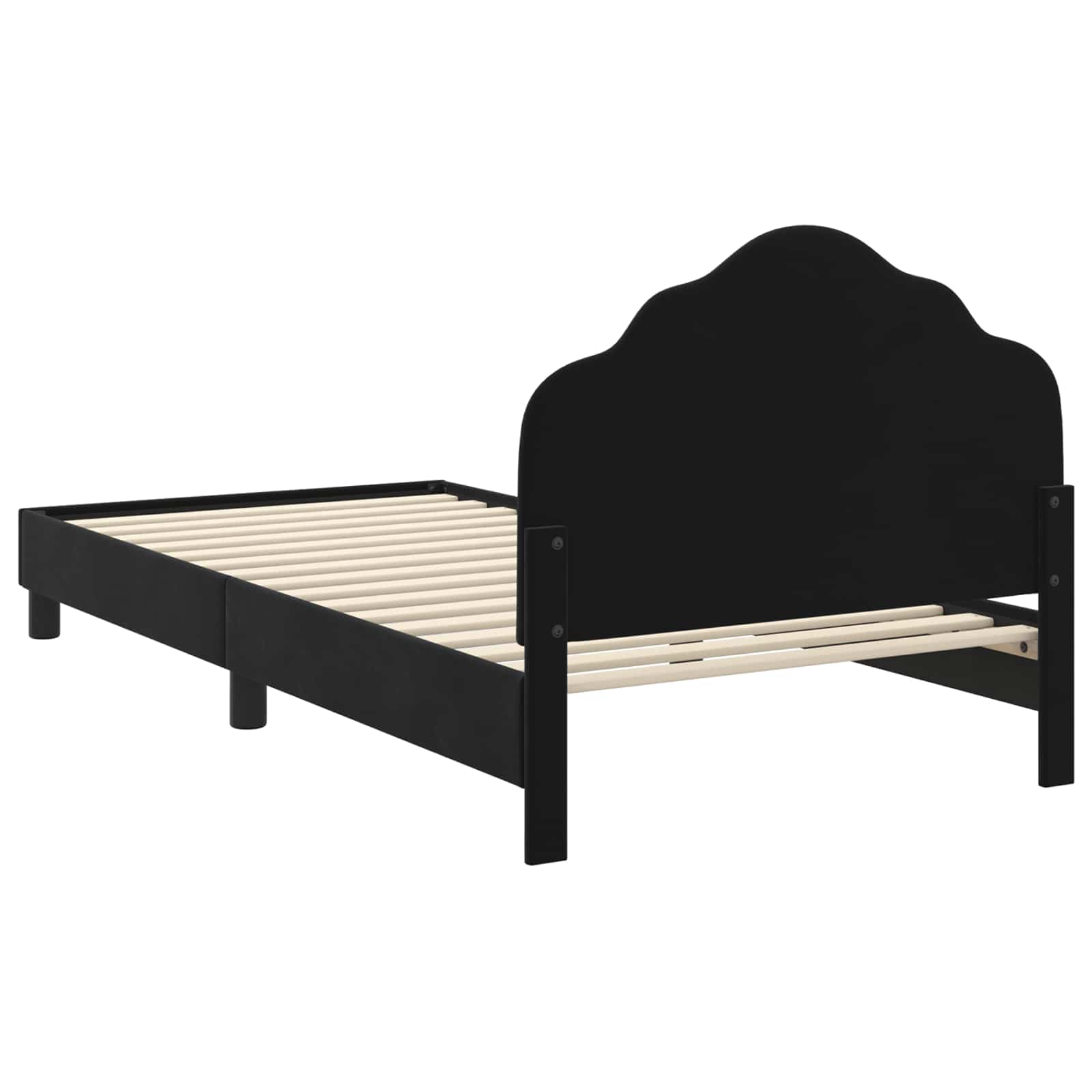 Krevet za djecu s uzglavljem Crna 90 x 200 cm Baršun