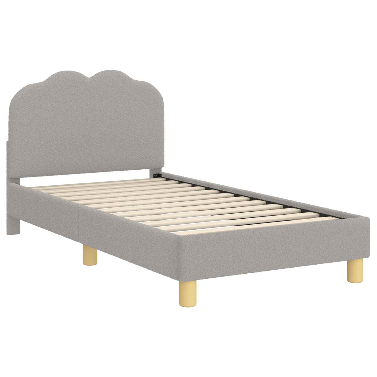Krevet za djecu s uzglavljem Svjetlosiva 80x160 cm Bouclé