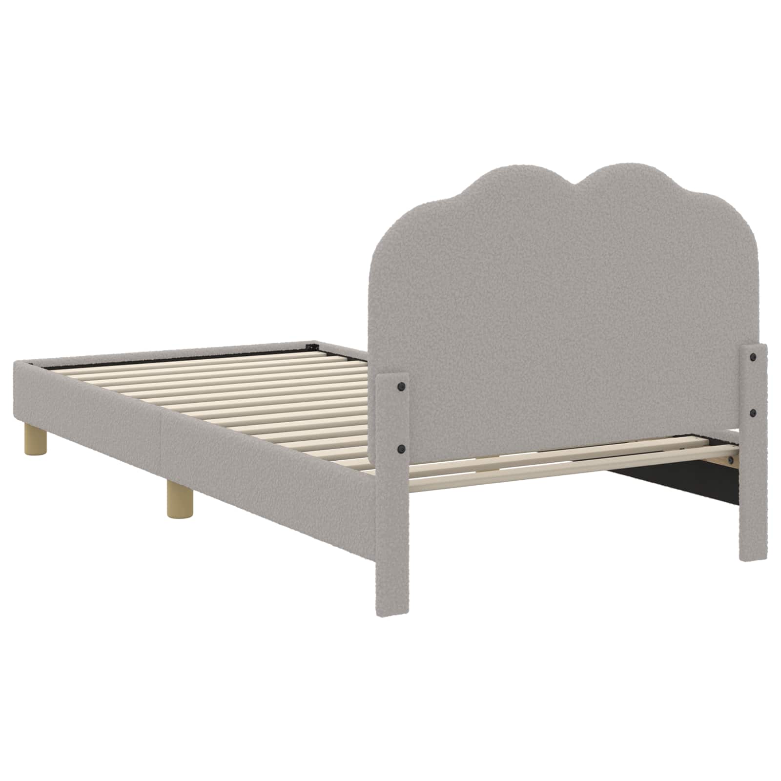 Krevet za djecu s uzglavljem Svjetlosiva 80x200 cm Bouclé