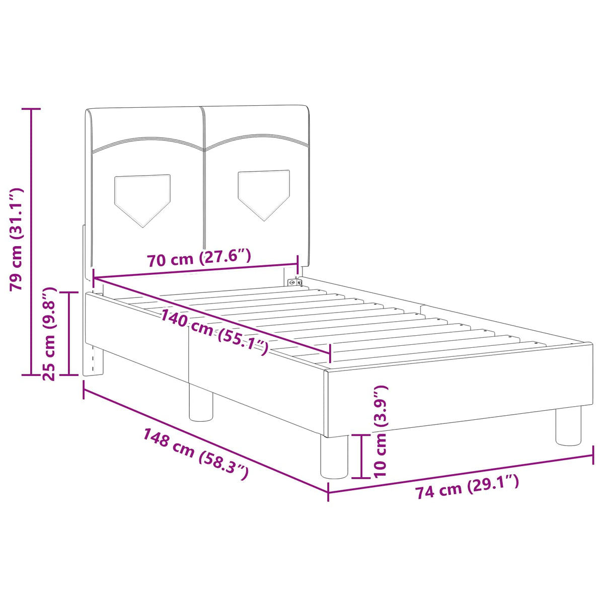 Okvir kreveta za malu djecu s naslonom Svijetlo siva tkanina