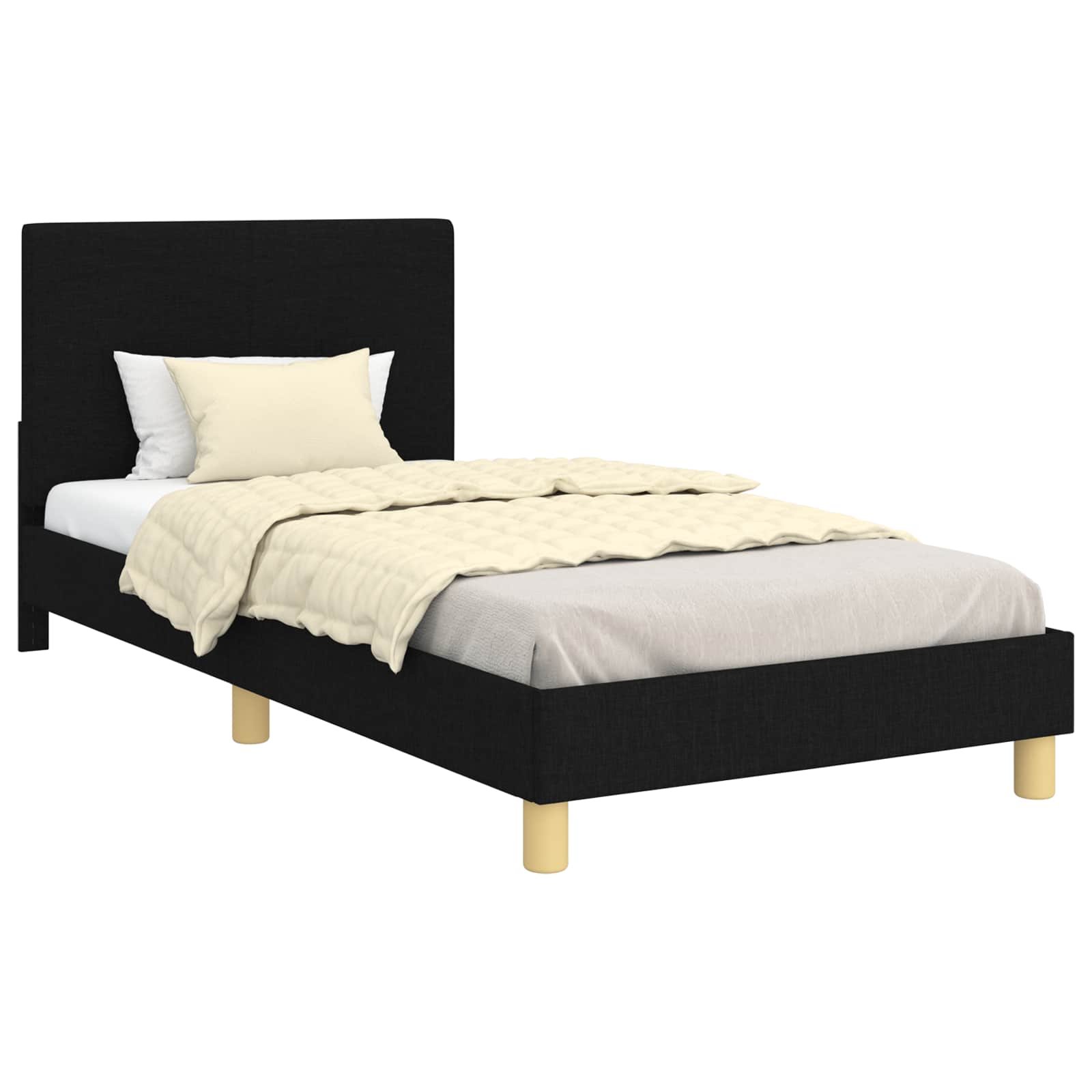 Krevet za djecu s uzglavljem Crna 90 x 190 cm tkanina
