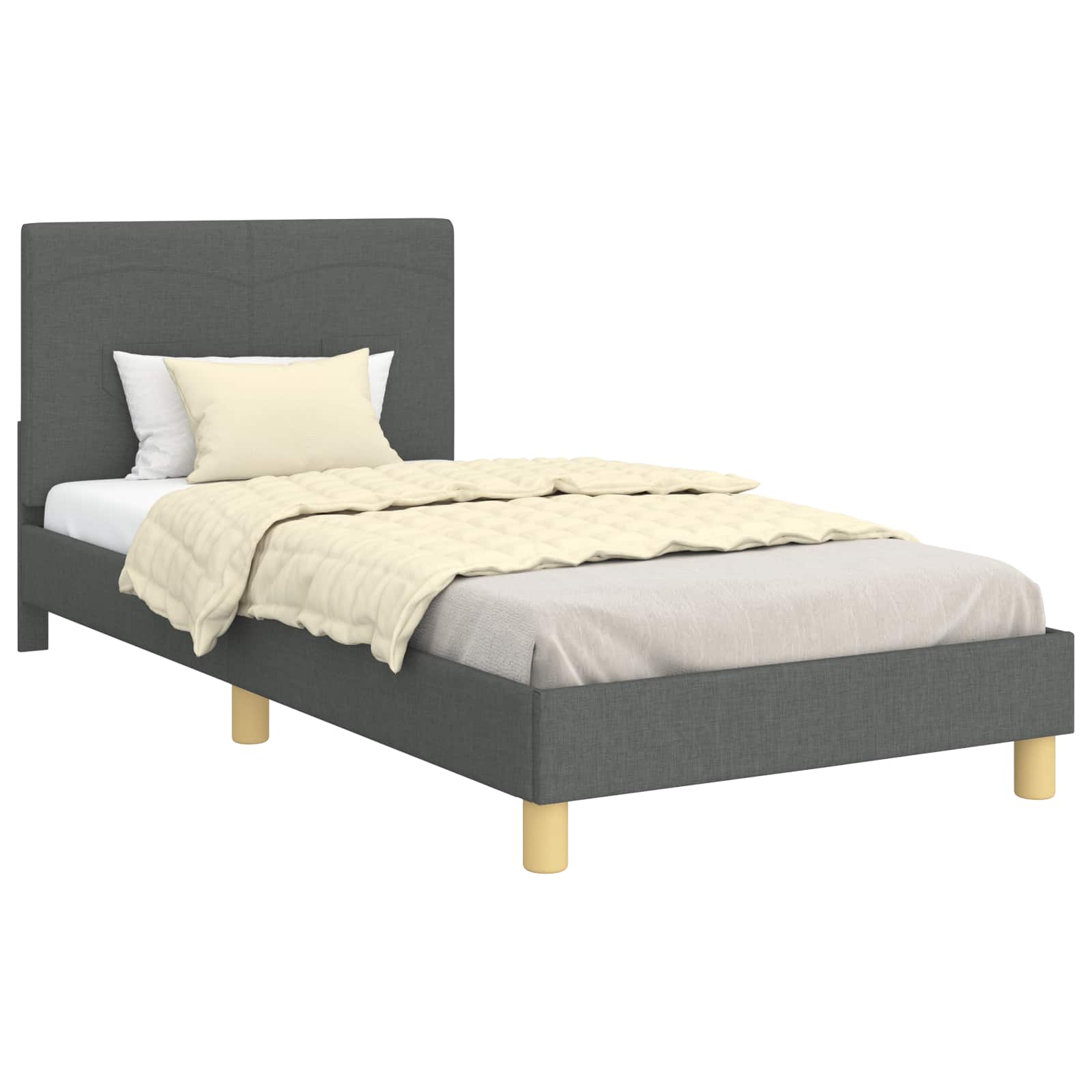 Krevet za djecu s uzglavljem Tamno siva 90 x 200 cm tkanina