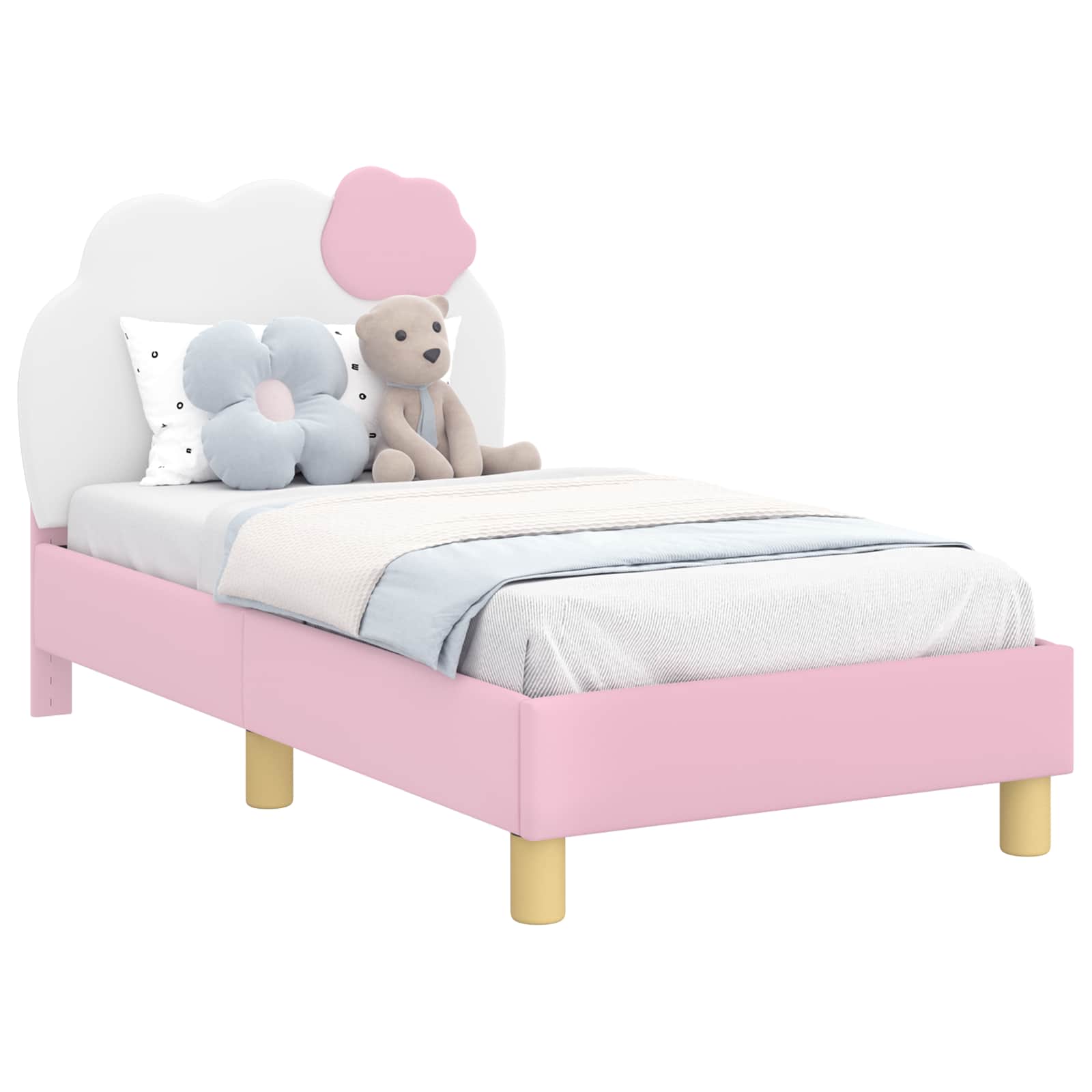 Okvir kreveta za malu djecu s naslonom Ružičasta 70 x 140 cm PU