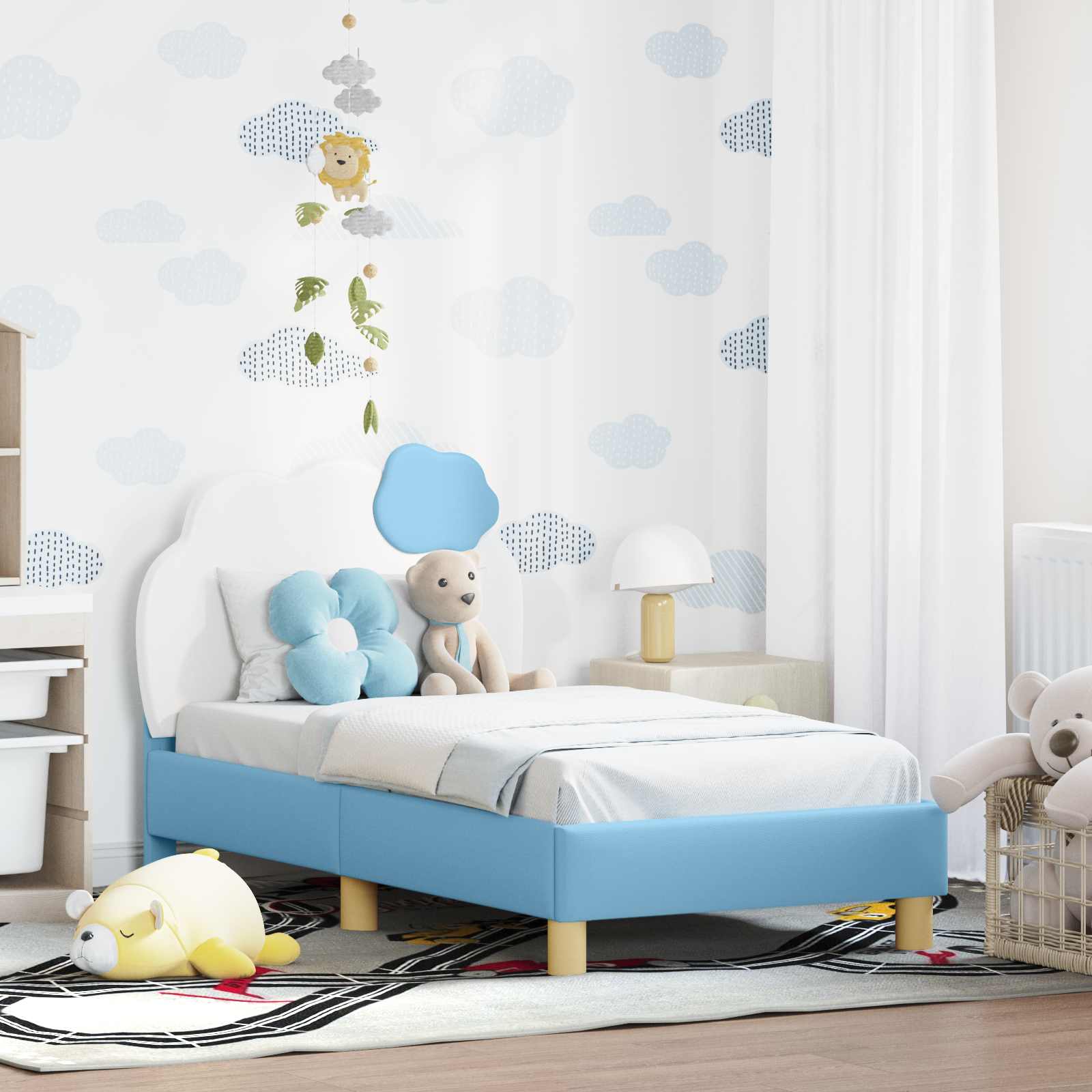 Okvir kreveta za malu djecu s naslonom Plava 70 x 140 cm PU
