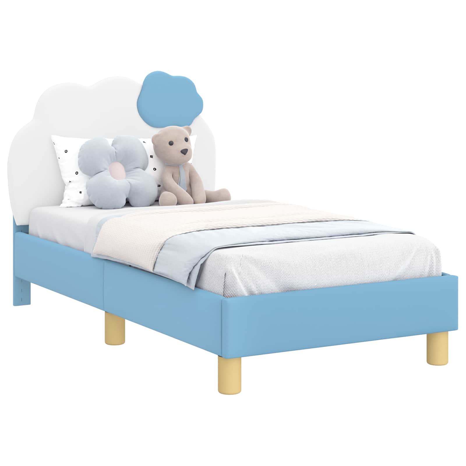 Okvir kreveta za malu djecu s naslonom Plava 70 x 140 cm PU