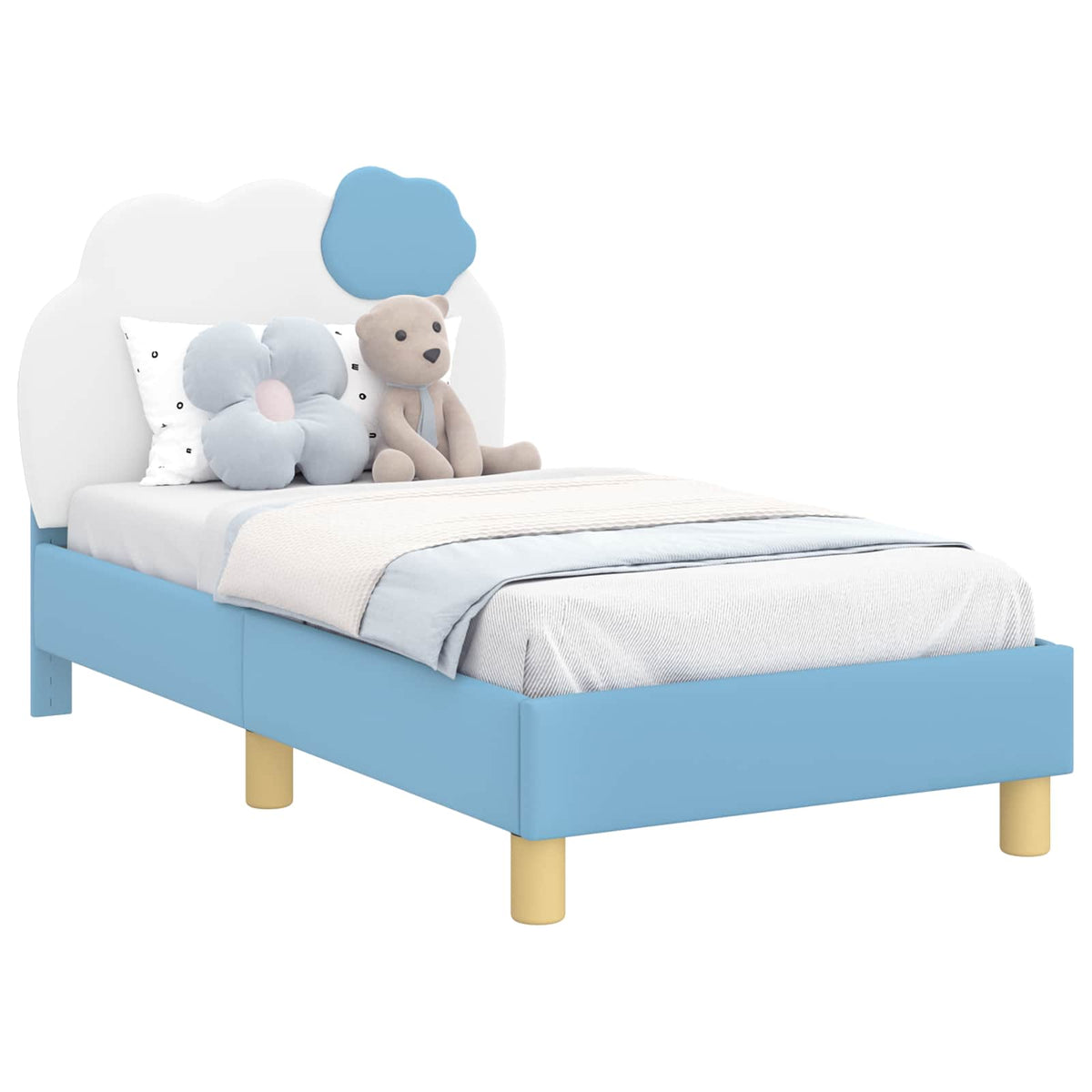 Okvir kreveta za malu djecu s naslonom Plava 70 x 140 cm PU