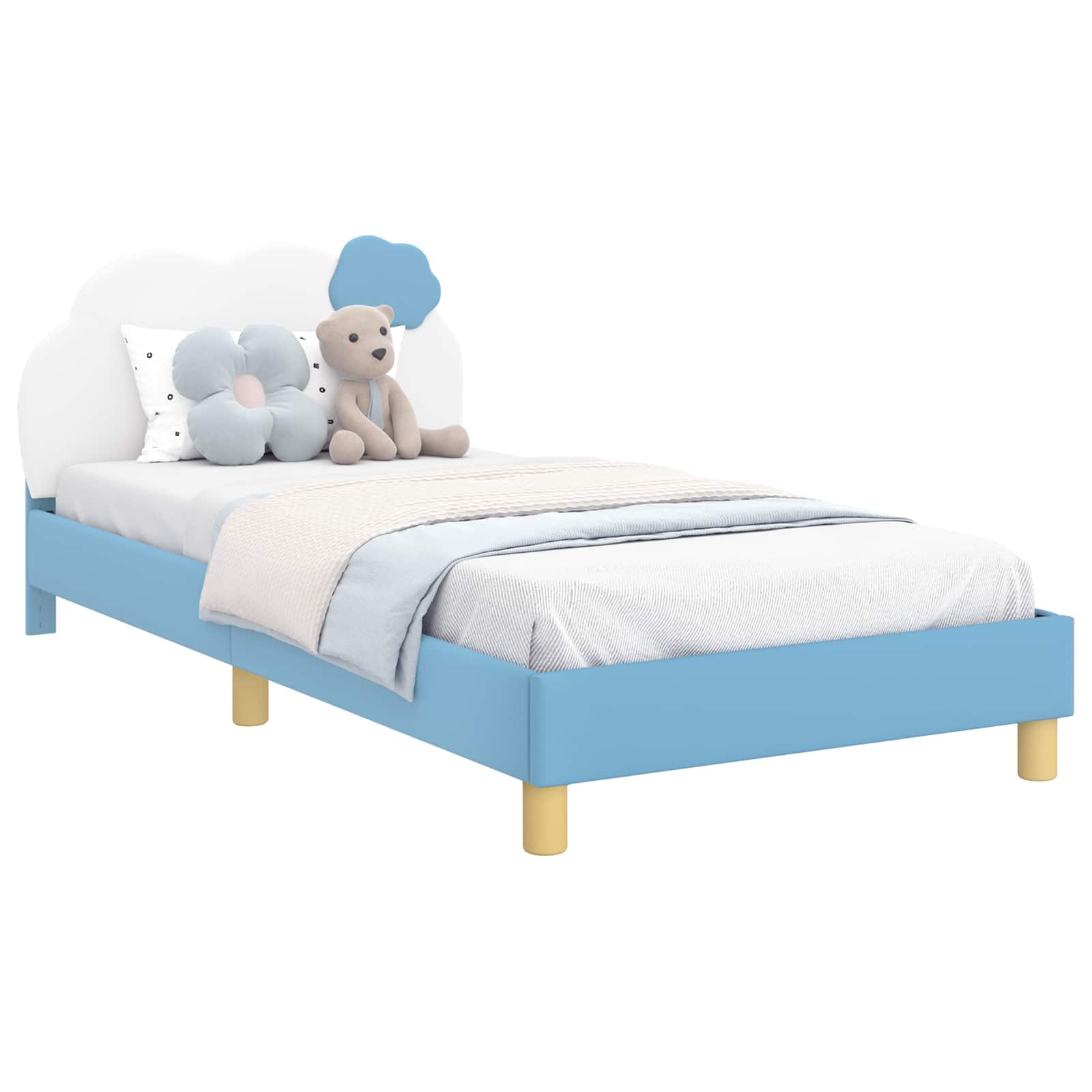 Krevet za djecu s uzglavljem s uzglavljem Plava 90 x 190 cm PU