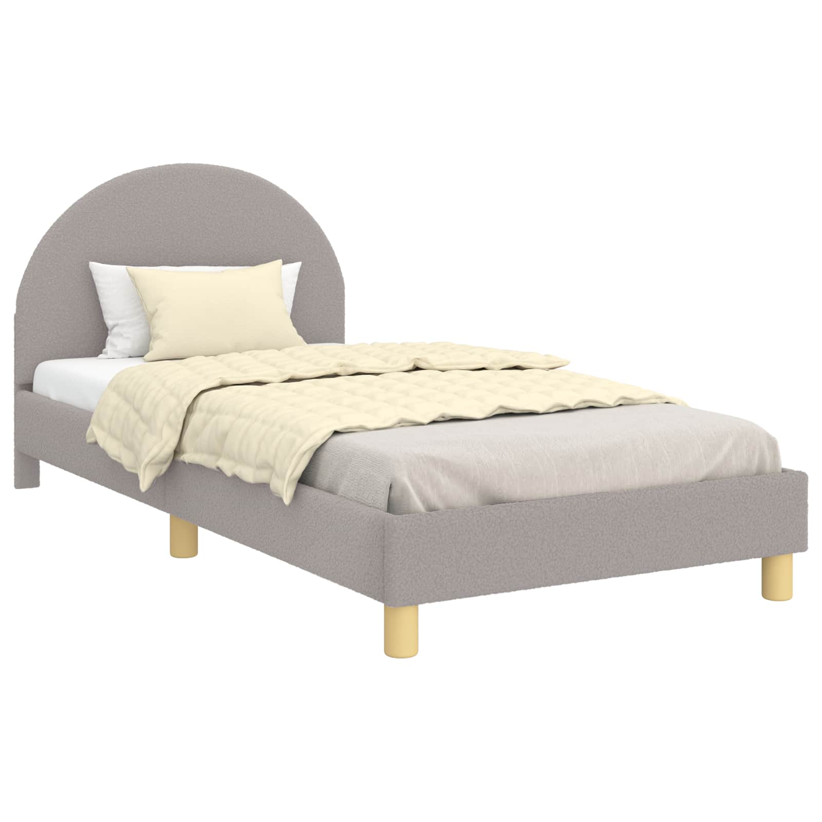 Krevet za djecu s uzglavljem Svjetlosiva 90 x 190 cm Bouclé