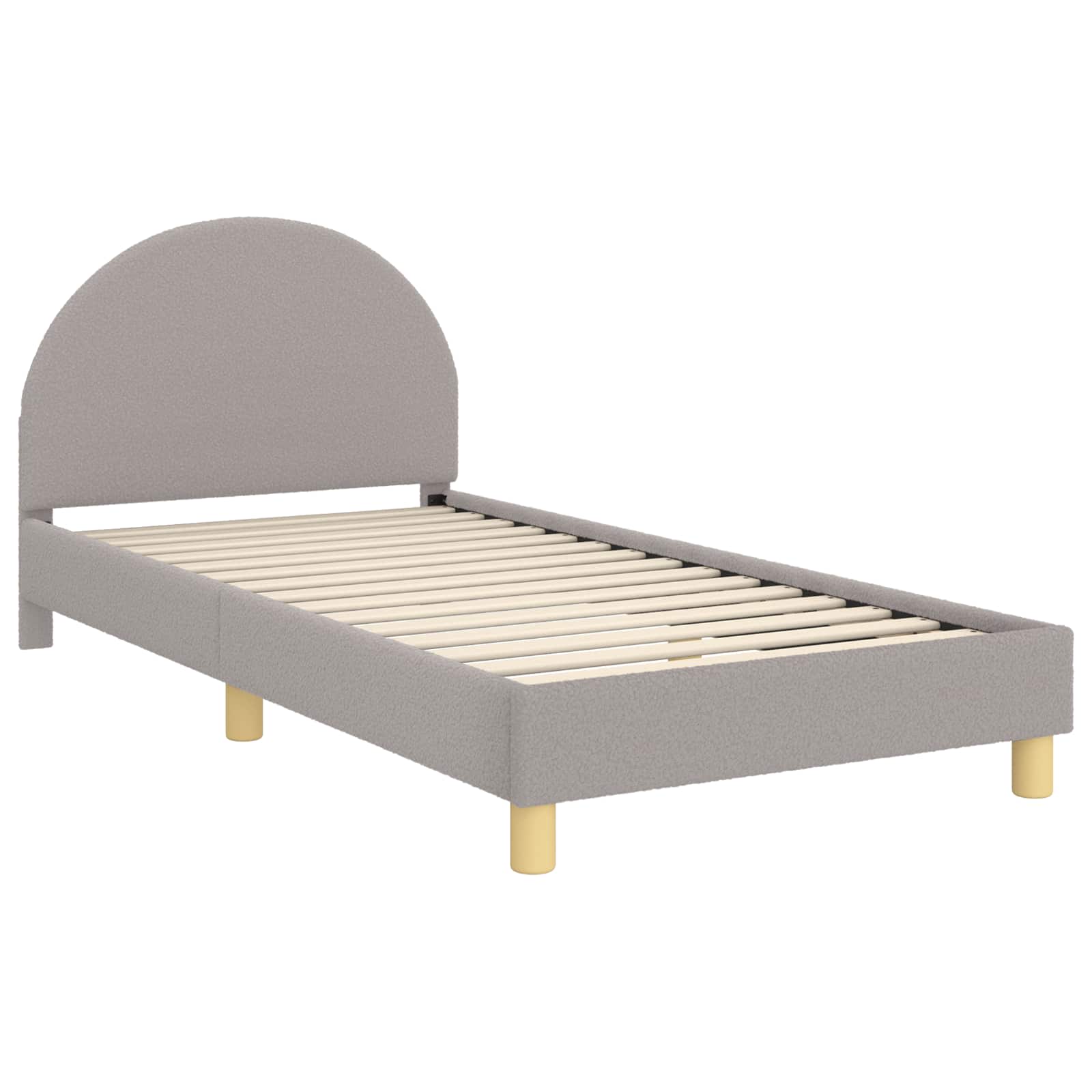 Krevet za djecu s uzglavljem Svjetlosiva 90 x 200 cm Bouclé