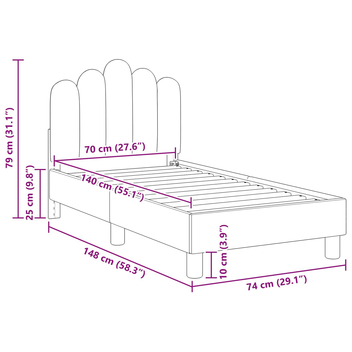 Okvir kreveta za malu djecu s naslonom Traper plava 70 x 140 cm