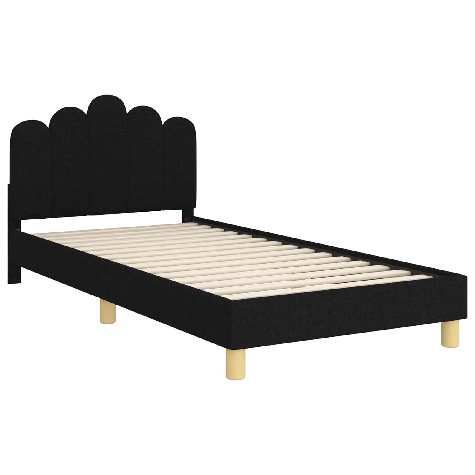 Krevet za djecu s uzglavljem Crna 90 x 190 cm Tkanina