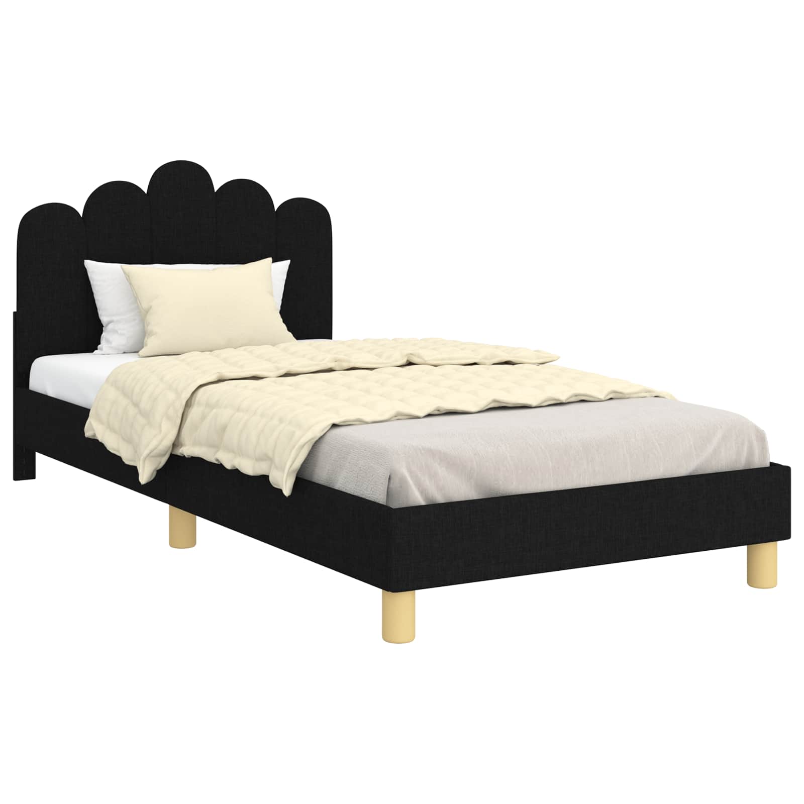 Krevet za djecu s uzglavljem Crna 90 x 200 cm Tkanina