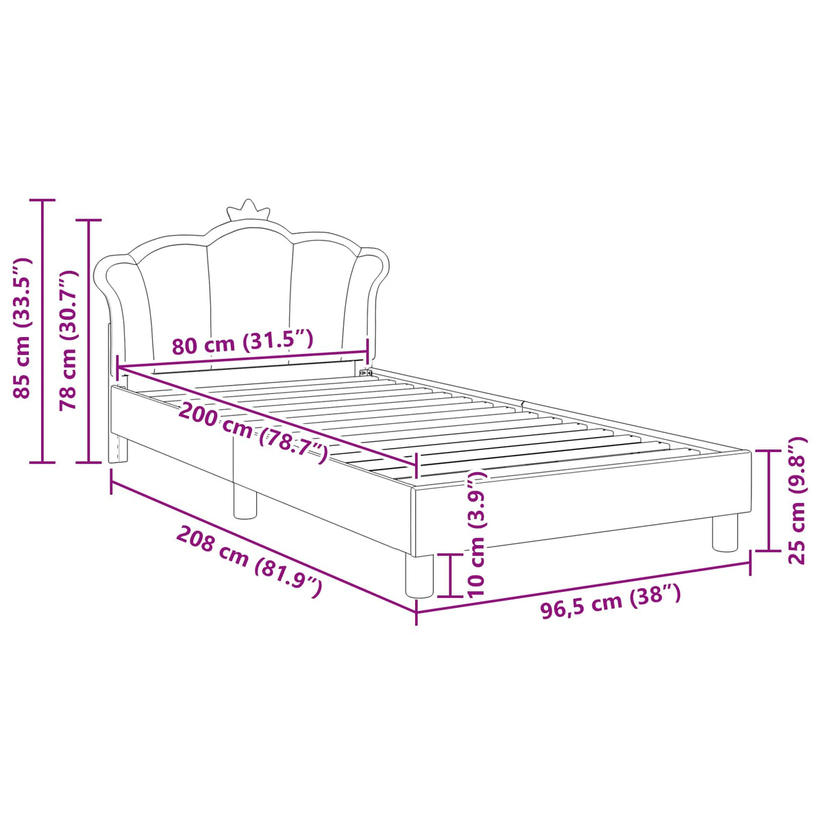 Krevet za djecu s uzglavljem Ružičasta 80 x 200 cm PU
