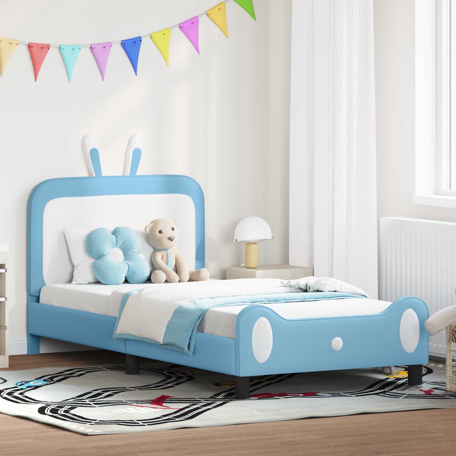 Krevet za djecu s uzglavljem Plava 90 x 190 cm PU