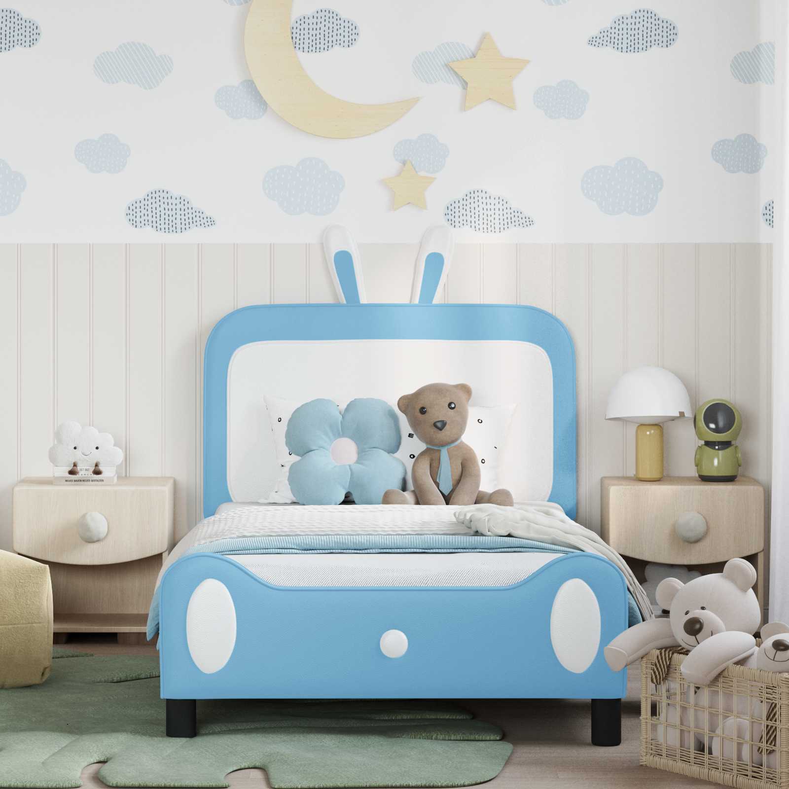 Krevet za djecu s uzglavljem Plava 90 x 190 cm PU