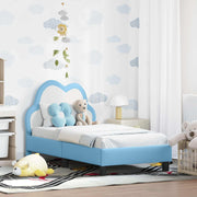 Okvir kreveta za malu djecu s naslonom Plava 70 x 140 cm PU