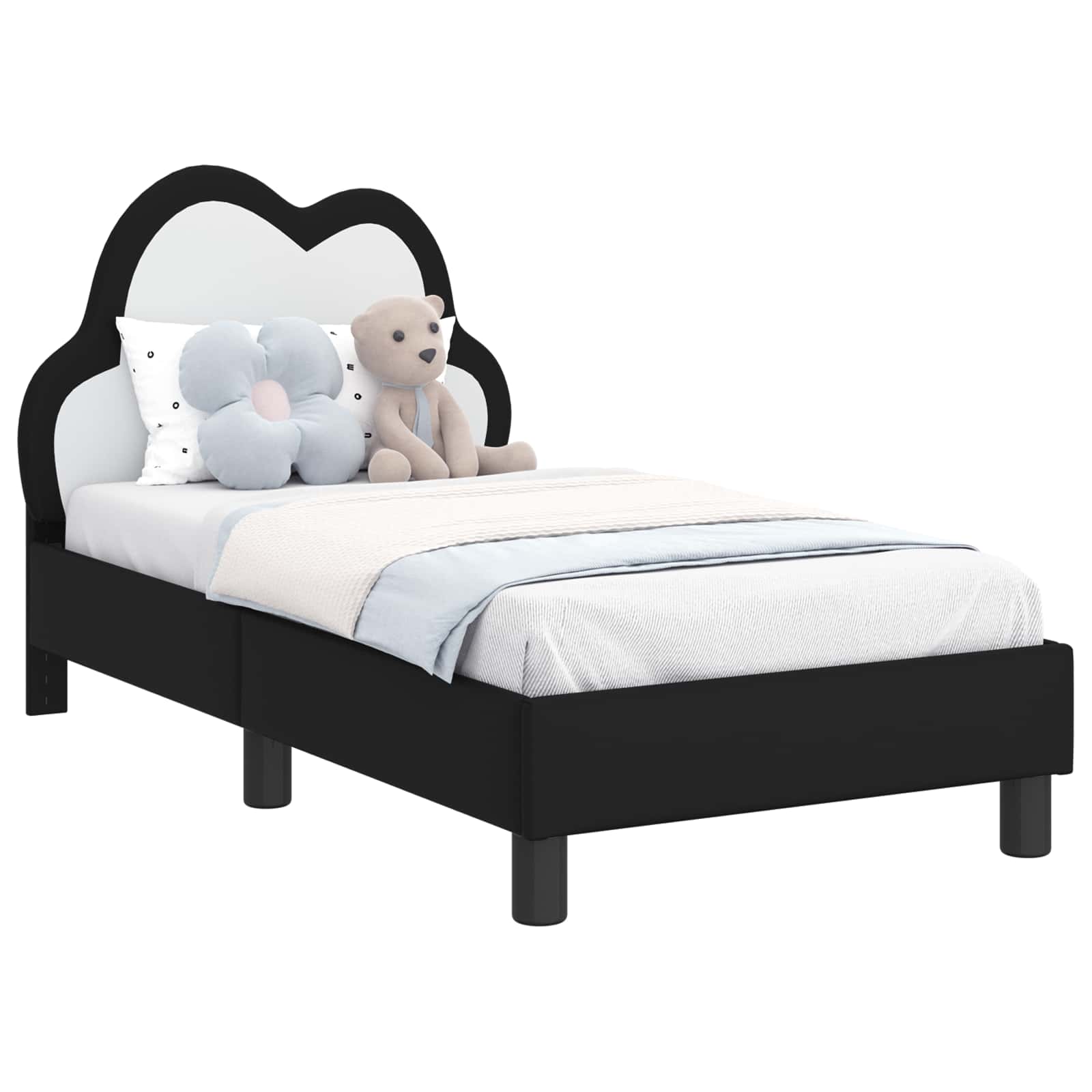 Okvir kreveta za malu djecu s naslonom Crna 70 x 140 cm PU