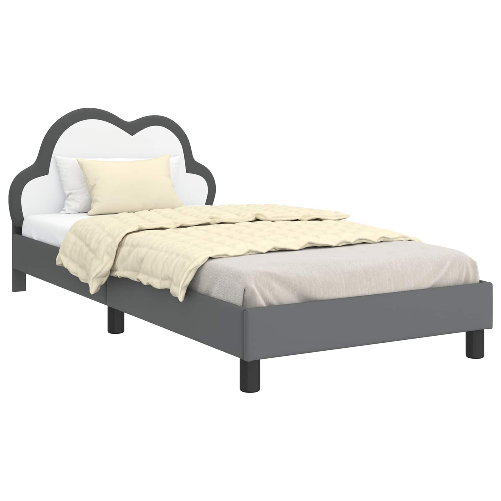 Krevetna konstrukcija s uzglavljem Svijetlo siva 90 x 190 cm PU