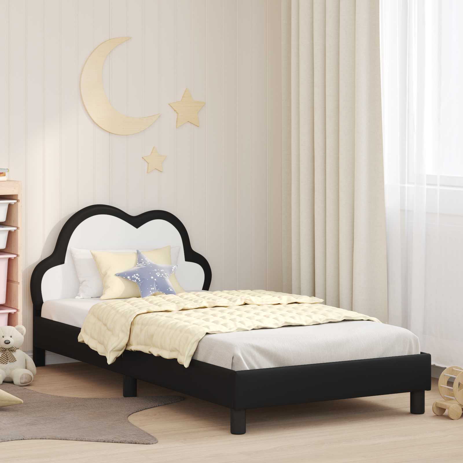 Krevetna konstrukcija s uzglavljem Crna 90 x 200 cm PU