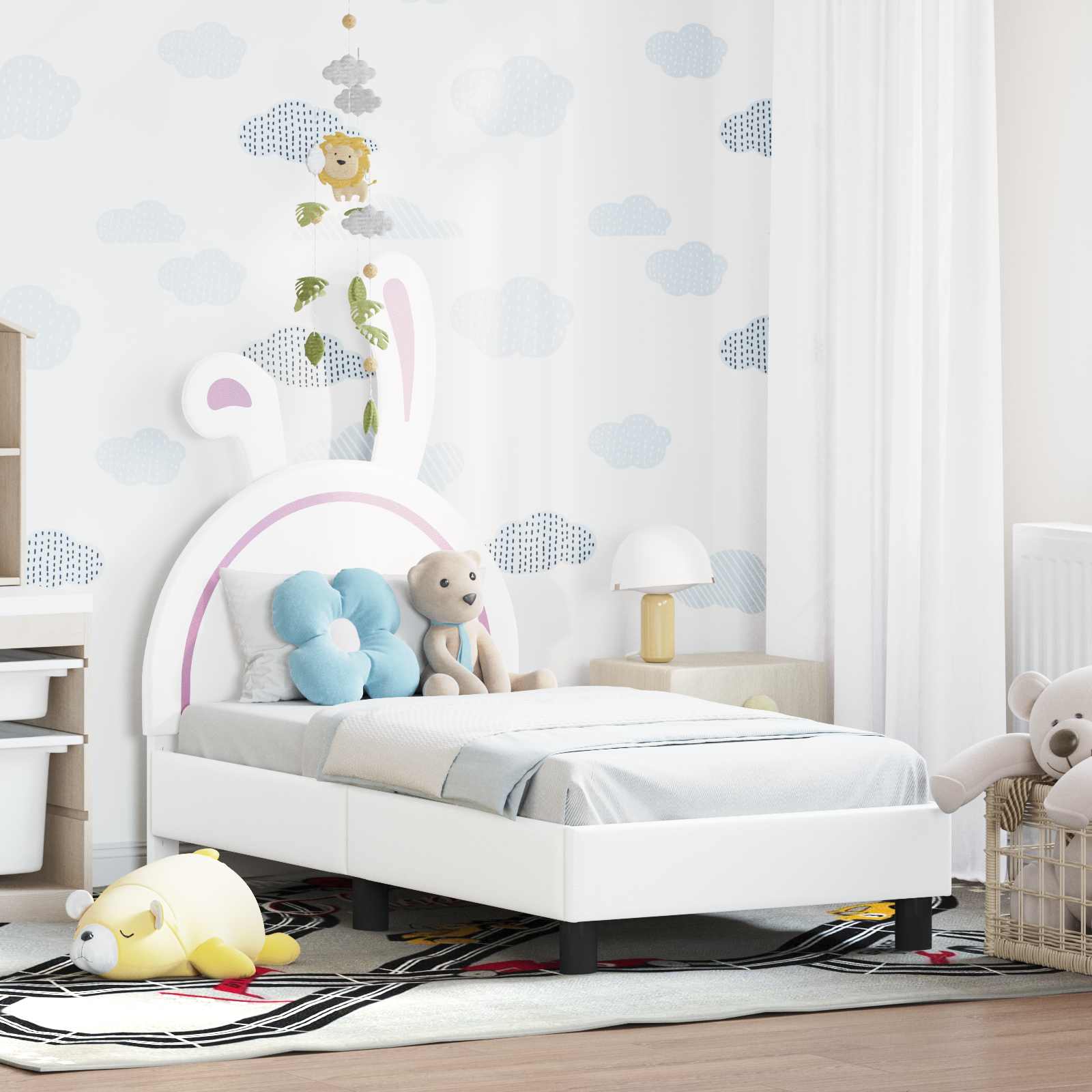 Okvir kreveta za malu djecu s naslonom Bijelo 70 x 140 cm PU