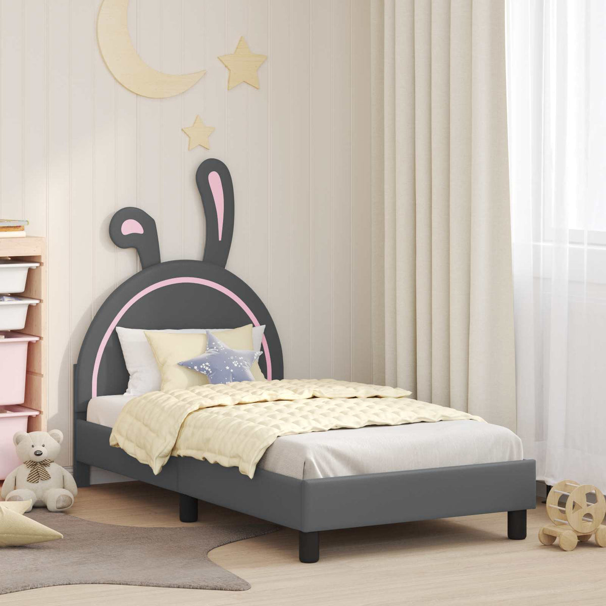 Krevet za djecu s uzglavljem Svijetlo siva 80 x 160 cm PU