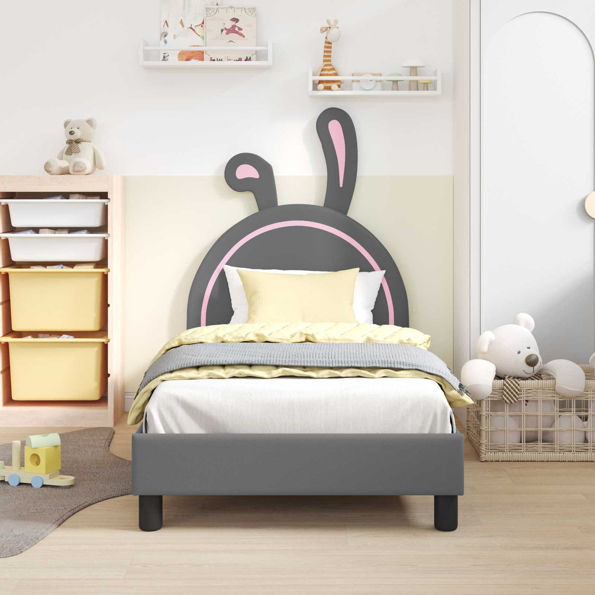Krevet za djecu s uzglavljem Svijetlo siva 80 x 160 cm PU