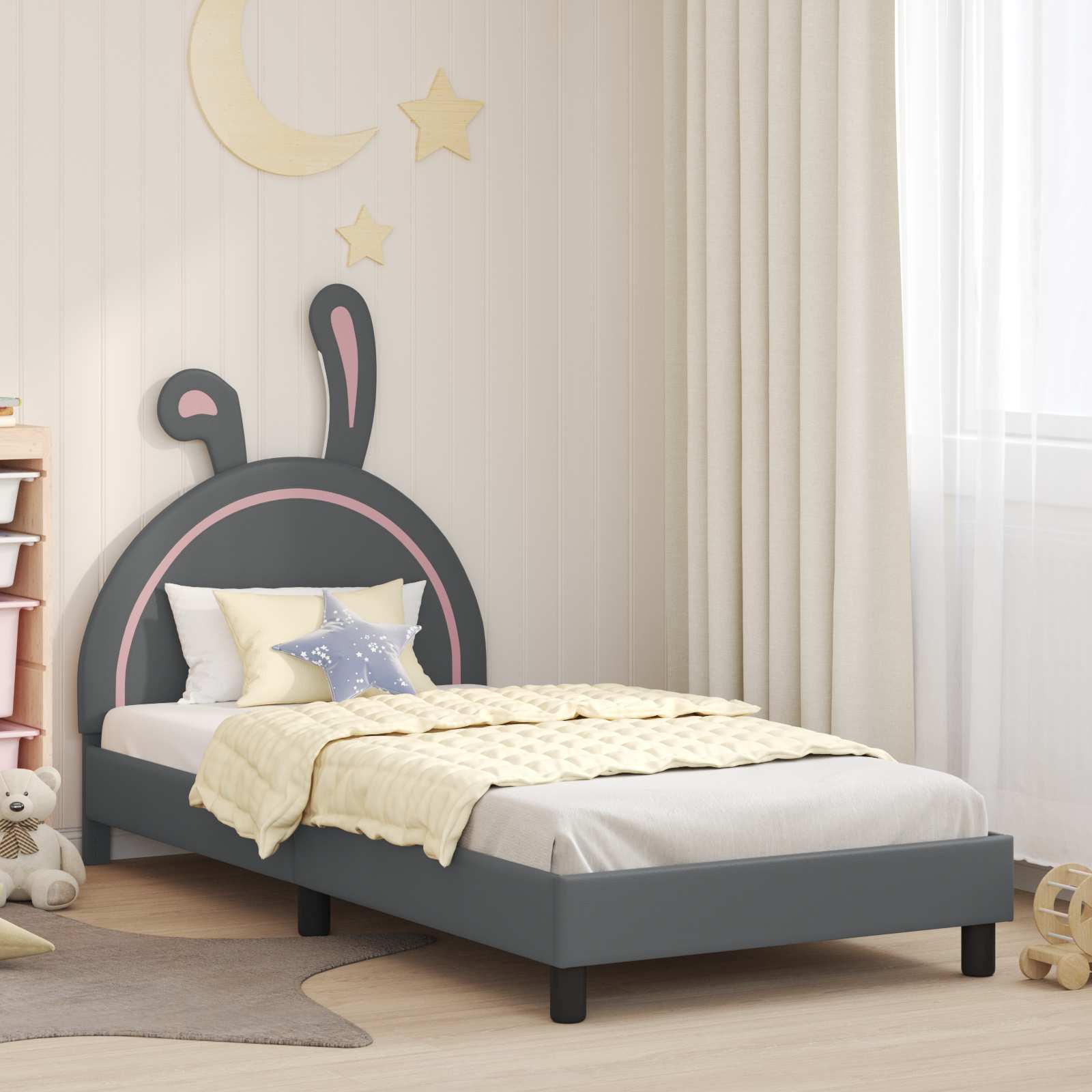 Krevet za djecu s uzglavljem Svijetlo siva 80 x 200 cm PU
