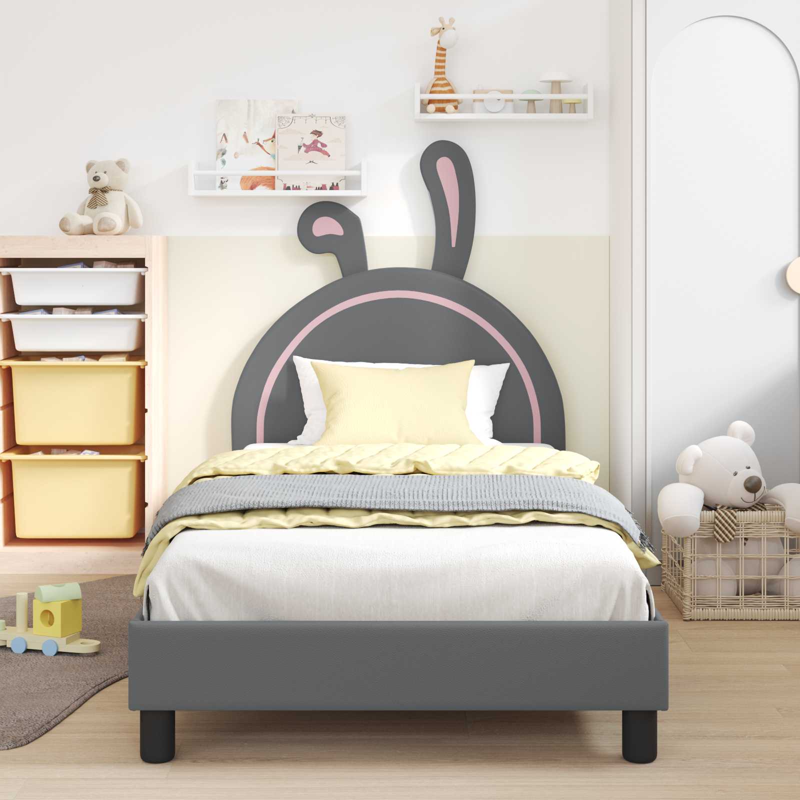 Krevet za djecu s uzglavljem Svijetlo siva 80 x 200 cm PU
