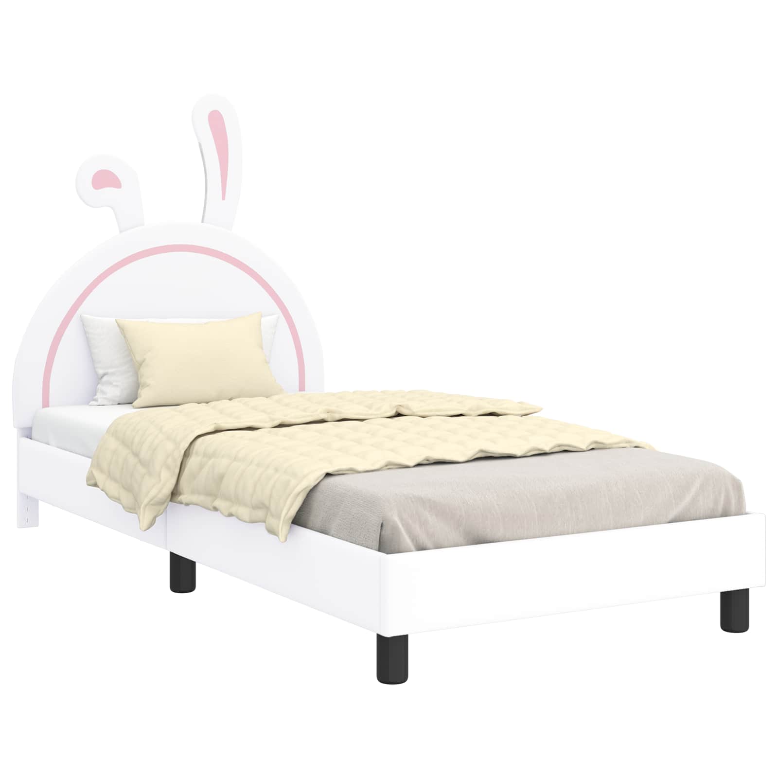 Krevet za djecu s uzglavljem s uzglavljem Bijelo 90 x 190 cm PU