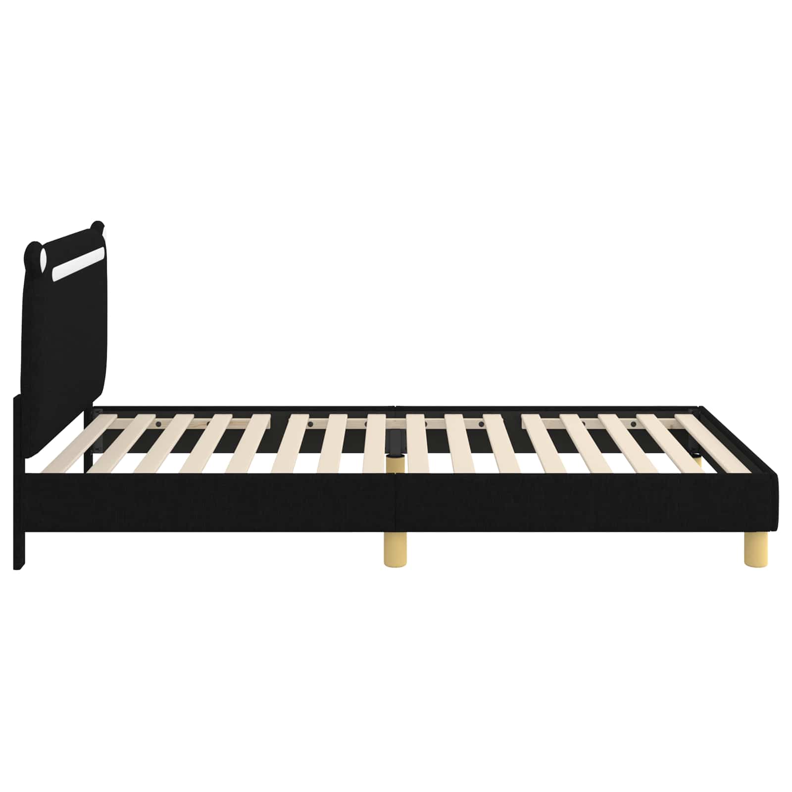 Krevet za djecu s uzglavljem Crna 80 x 200 cm Tkanina