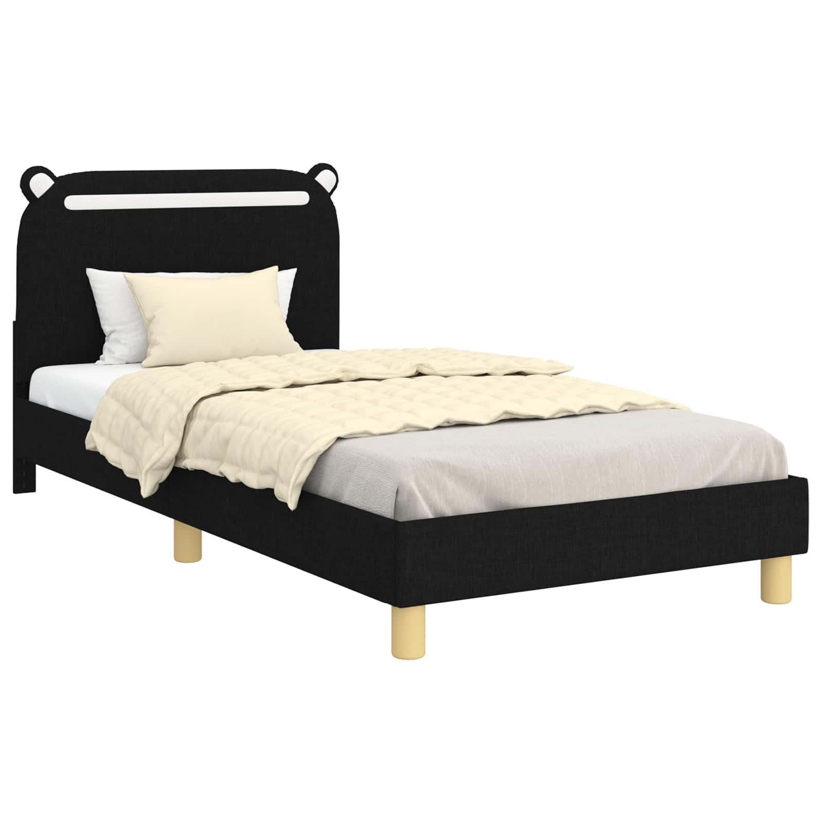 Krevet za djecu s uzglavljem Crna 90 x 190 cm Tkanina