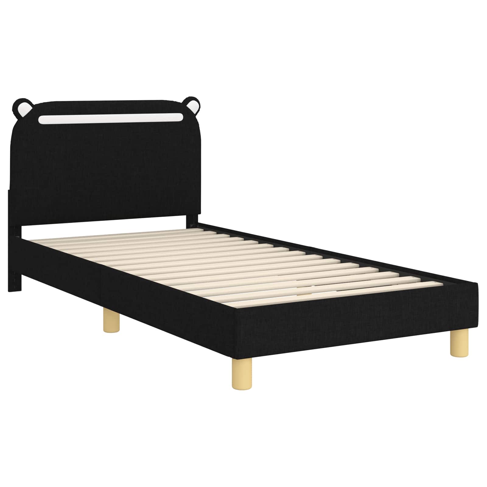 Krevet za djecu s uzglavljem Crna 90 x 190 cm Tkanina