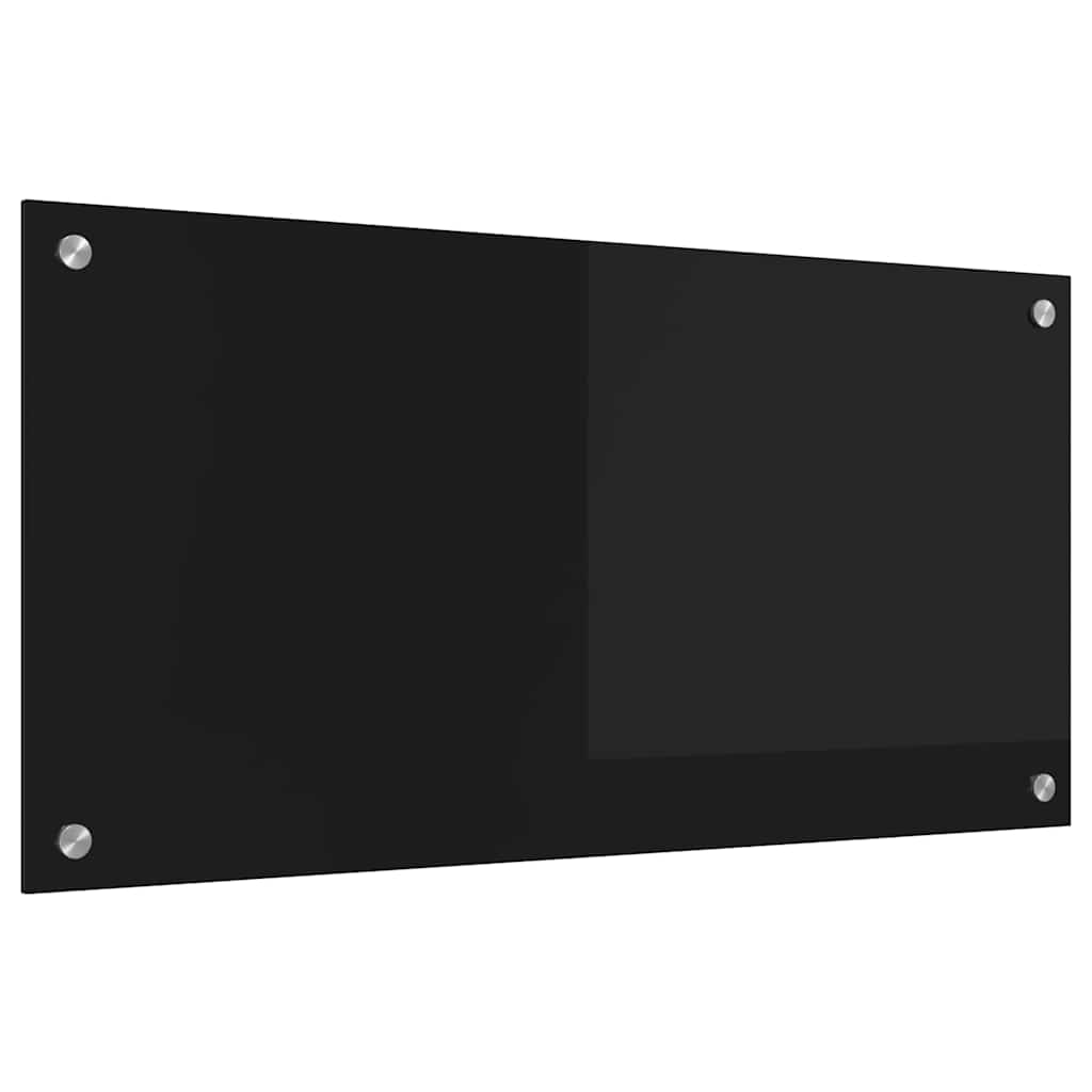 Kuhinjski zid Crna 80 x 40 cm Staklo otporno na udarce