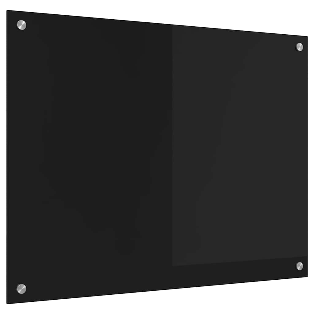 Kuhinjski zid Crna 80 x 60 cm Staklo otporno na udarce