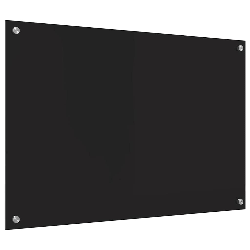 Kuhinjski zid Crna 90 x 60 cm Staklo otporno na udarce