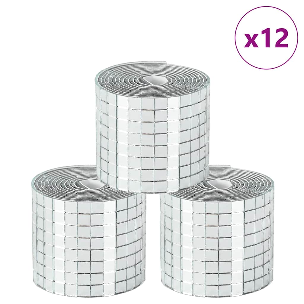 Mozaična ogledalo pločica 12 pcs Srebrno 100 x 4 cm Stakl
