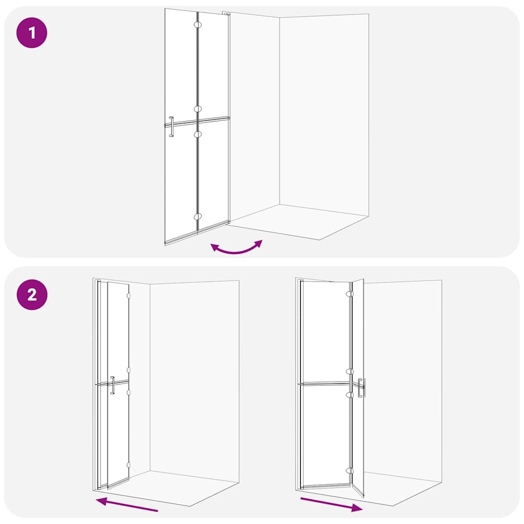 Walk-In zid za tuširanje Crna 90 x 6.5 x 190 cm