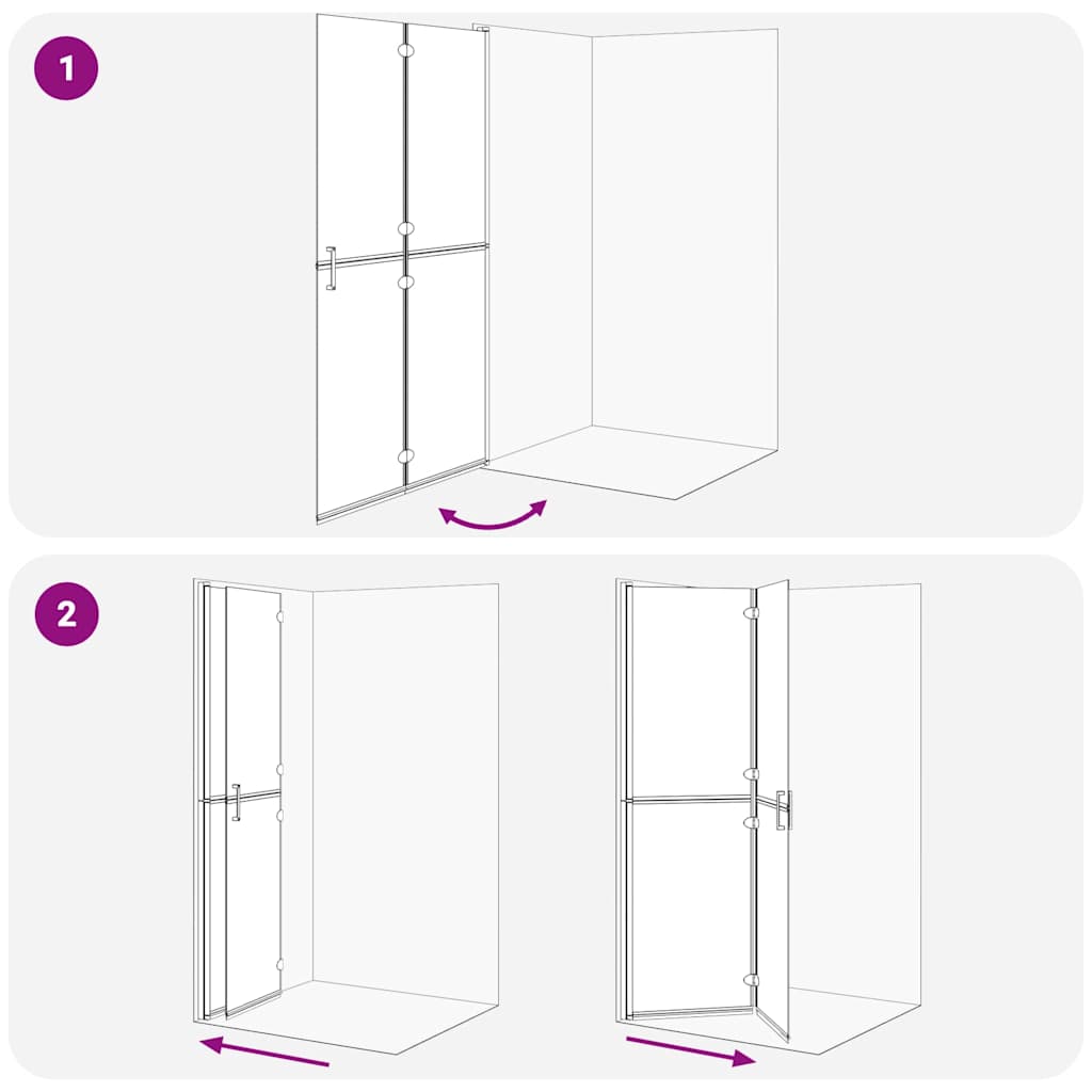 Walk-In zid za tuširanje Crna 110 x 6,5 x 190 cm