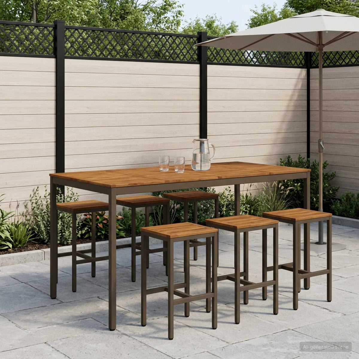 Stol za bar u vrtu Prirodna i kava 196 x 100,5 x 105 cm