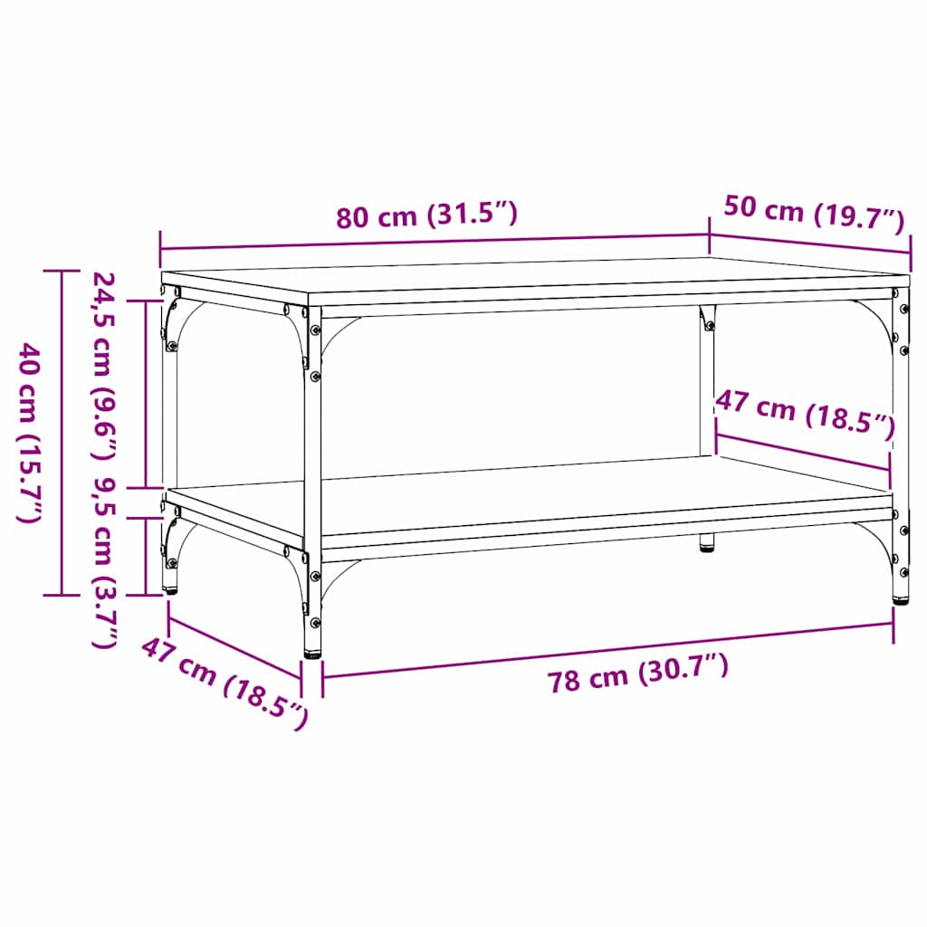 Kava Stol Crni hrast 82 x 50 x 40 cm Konstruirano drvo