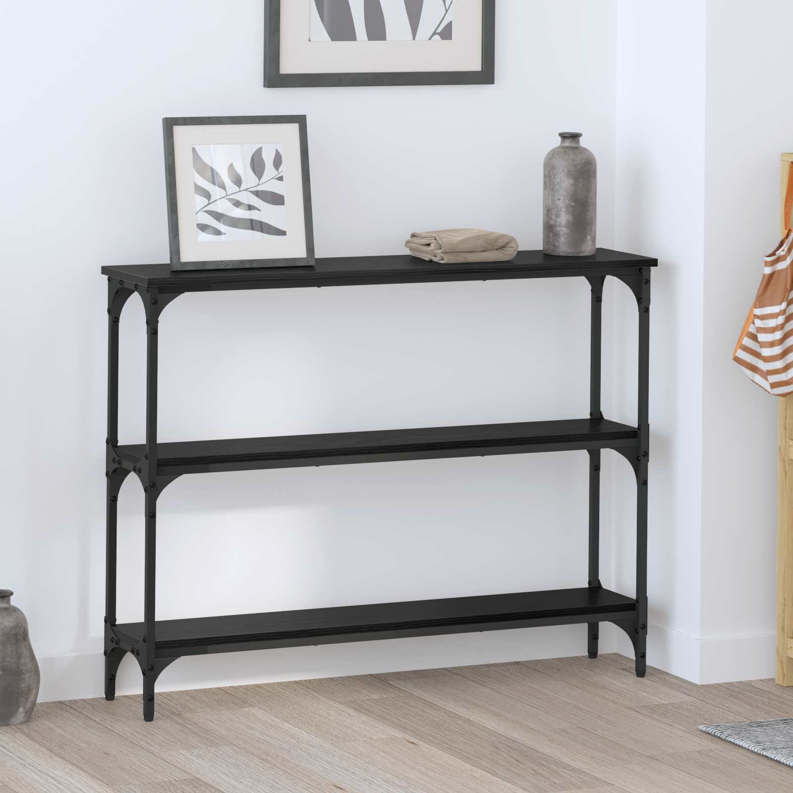 Konzolna stolica s policom Crni hrast 100 x 22,5 x 75 cm