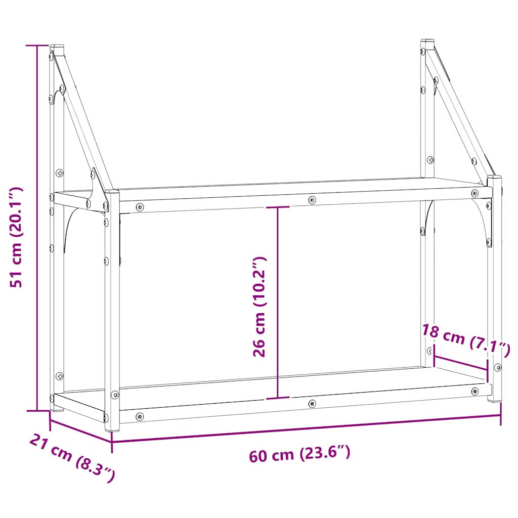 Polica na zidu Crni hrast 60 x 21 x 51 cm Konstruirano drvo