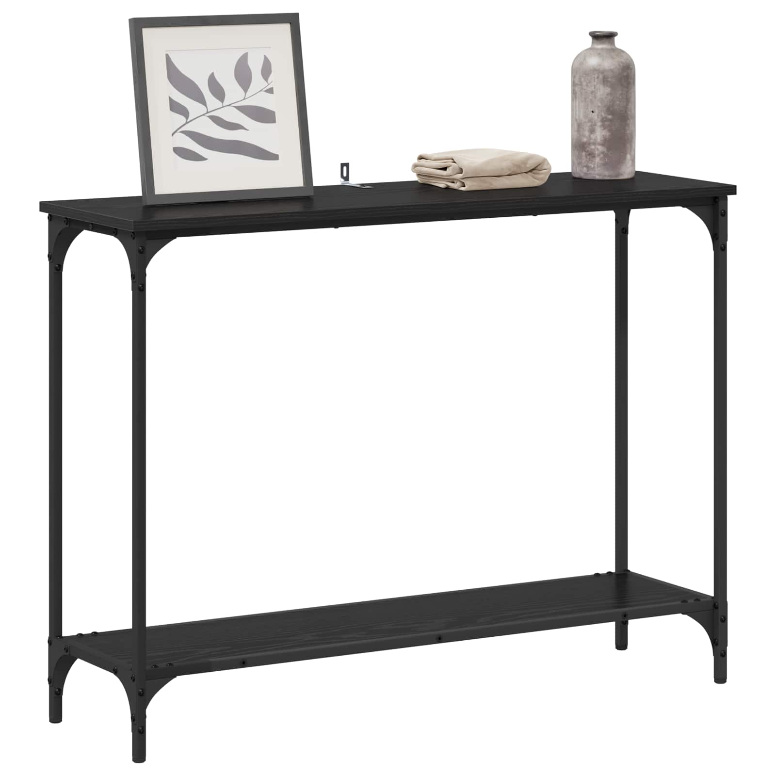 Konzolna stolica s policom Crni hrast 101 x 30.5 x 75 cm