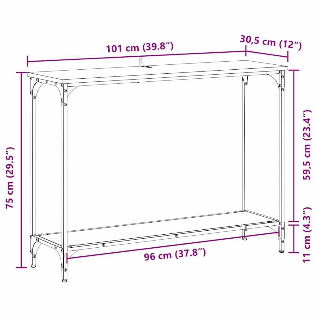 Konzolna stolica s policom Crni hrast 101 x 30.5 x 75 cm