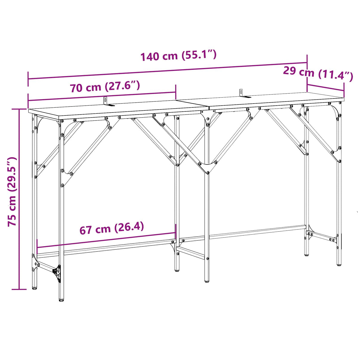 Konzolna stolica Crni hrast 140 x 29 x 75 cm Konstruirano drvo