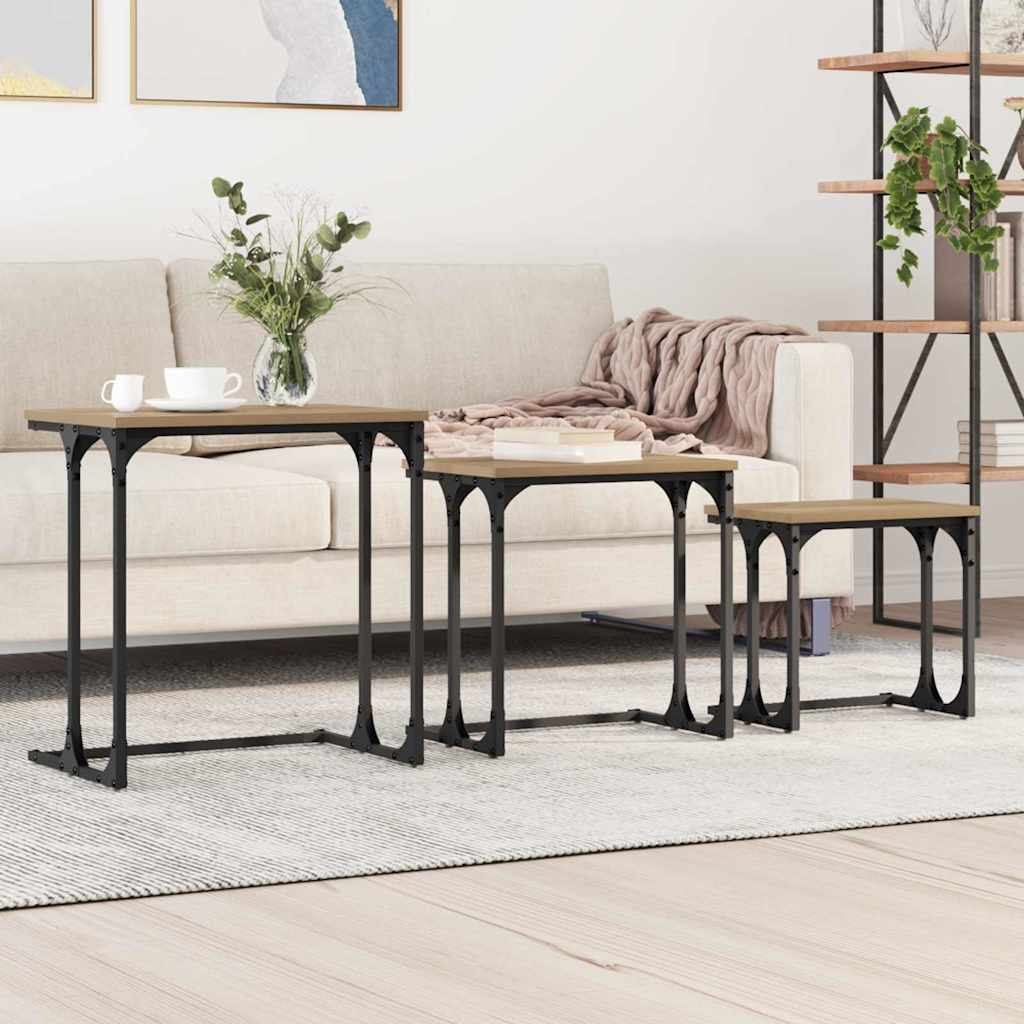 Gnezdeći Kafić 3 pcs hrast artisan Konstruirano drvo
