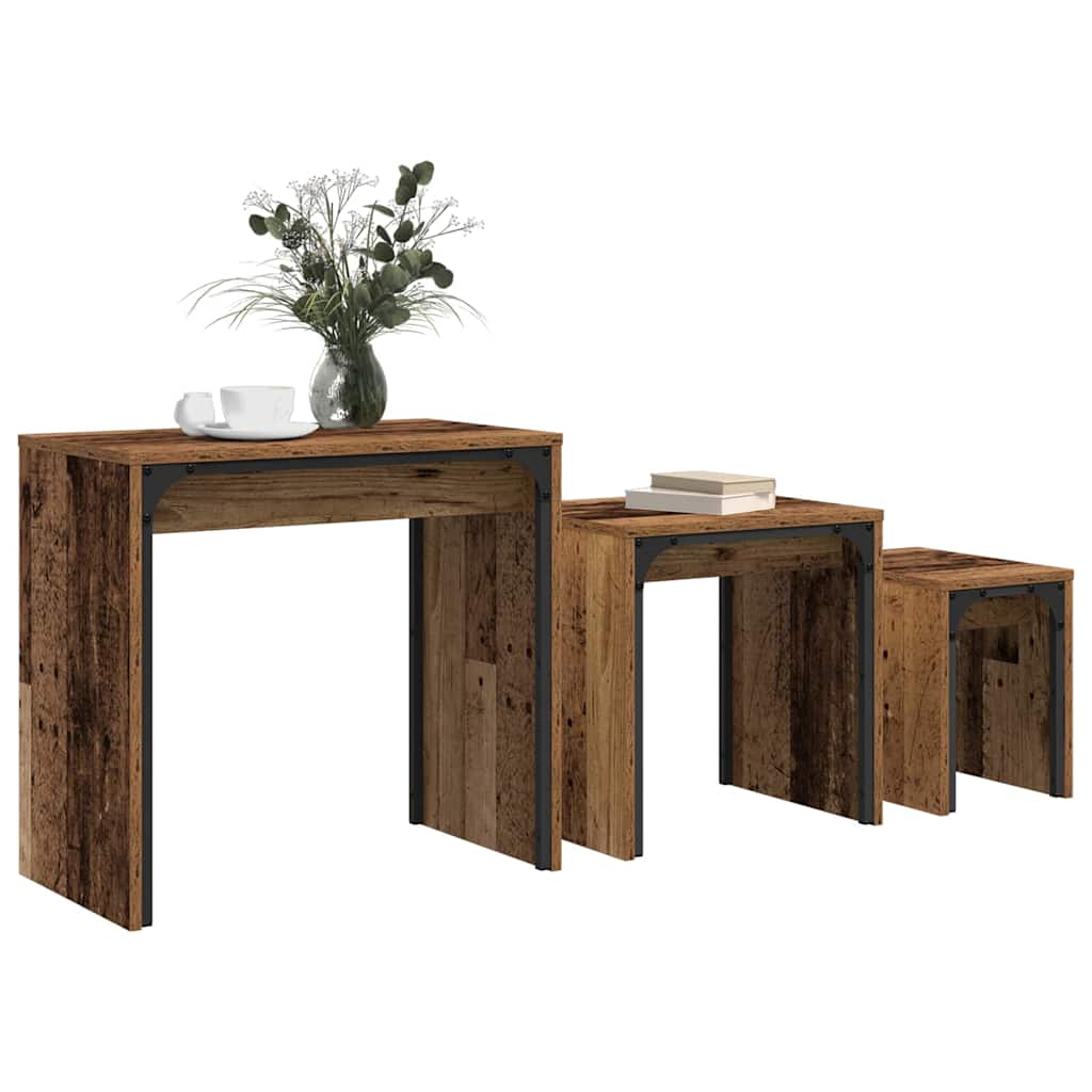 Kava Stol 3 pcs Staro drvo Konstruirano drvo