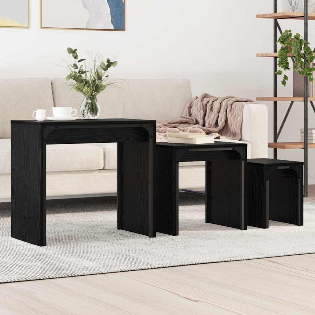 Kava Stol 3 pcs Crni hrast Konstruirano drvo